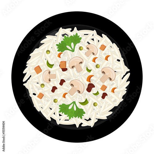 Delicious plate with diferents ingredients on it, vector illustration.