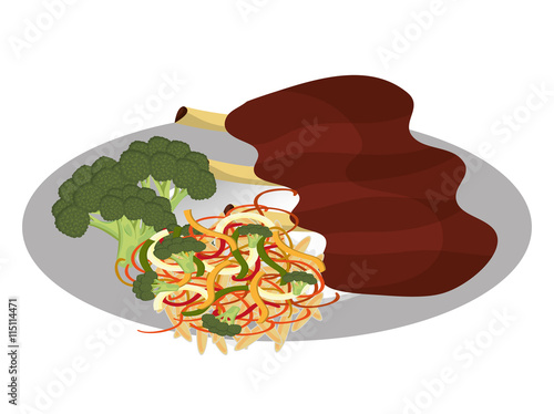 Delicious plate with diferents ingredients on it, vector illustration. photo