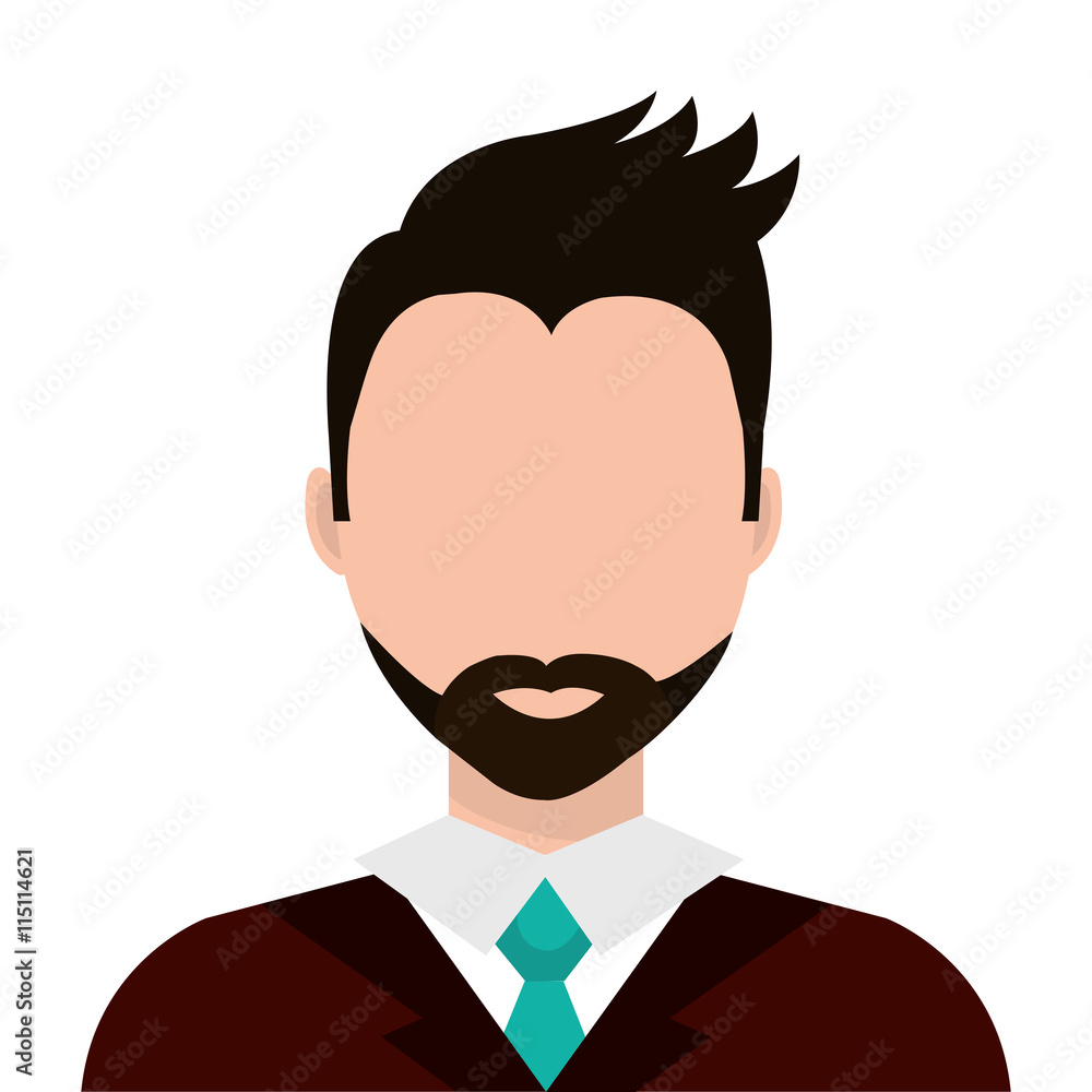 Businessman profile with beard and elegant suit, vector illustration. Businessman profile with beard and elegant suit, vector illustration.