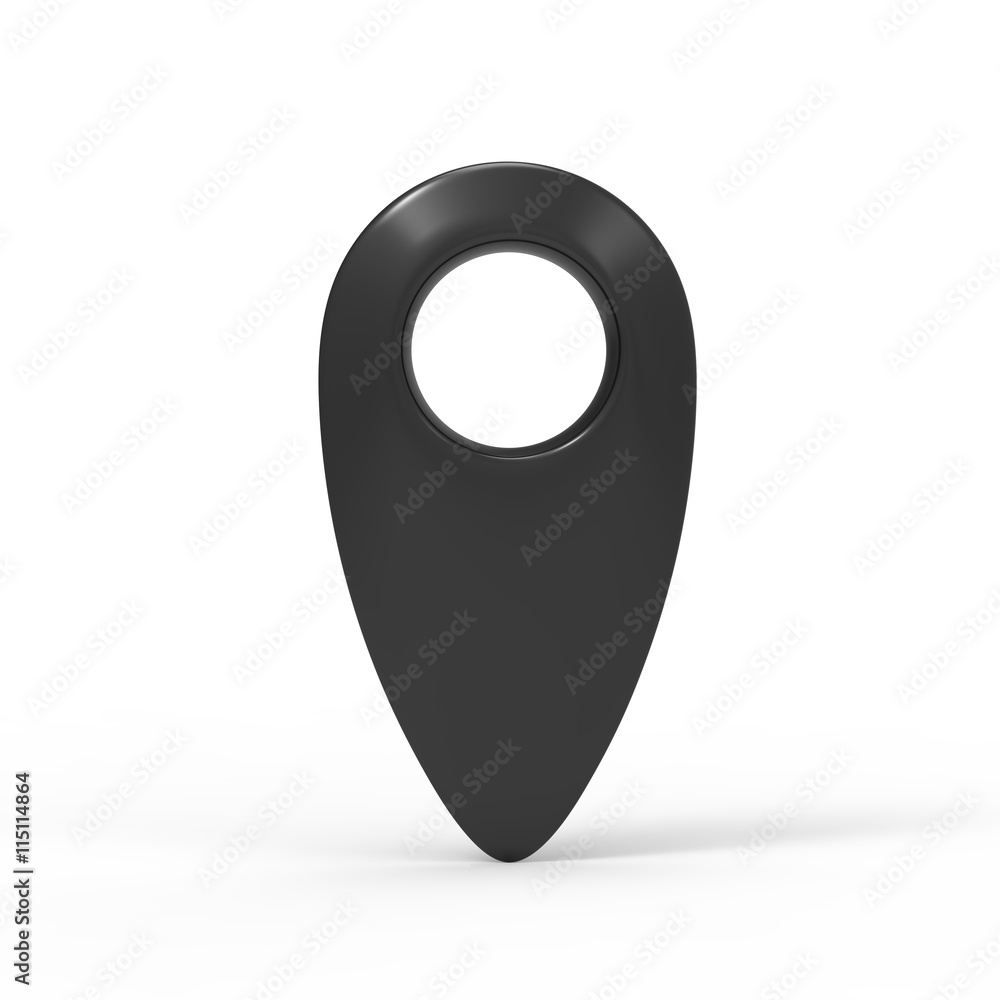 3d rendering black map pointer icon isolated with white 3d rendering black map pointer icon isolated with white