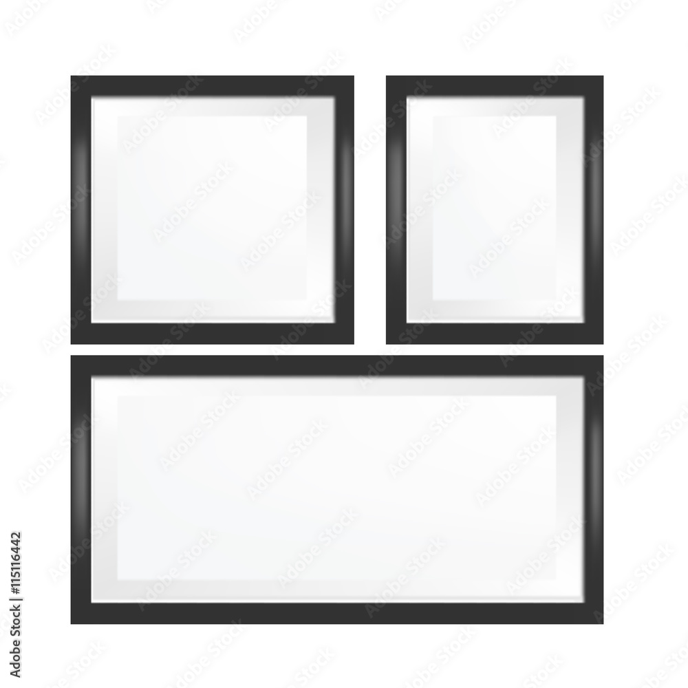 VECTOR: Set of Black Framed glass mock up template