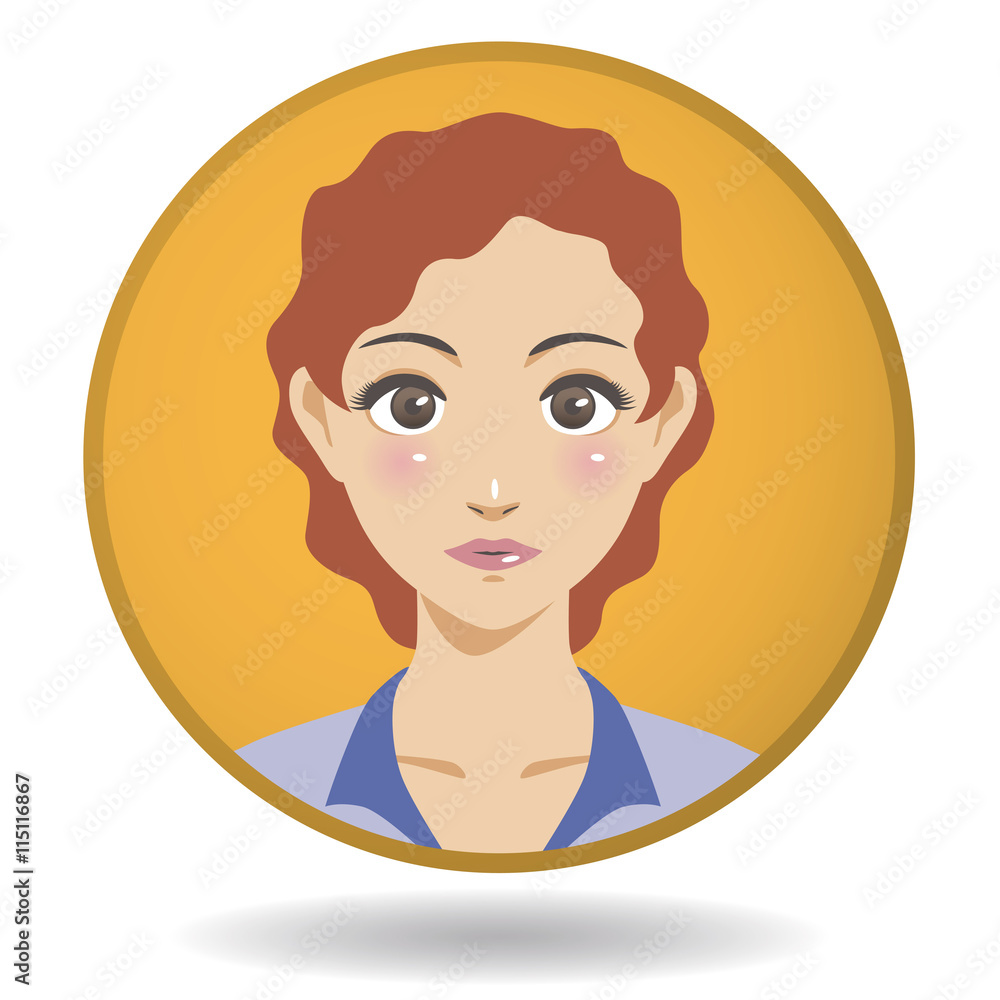 red hair woman front face cartoon avatar icon red hair woman front face cartoon avatar icon