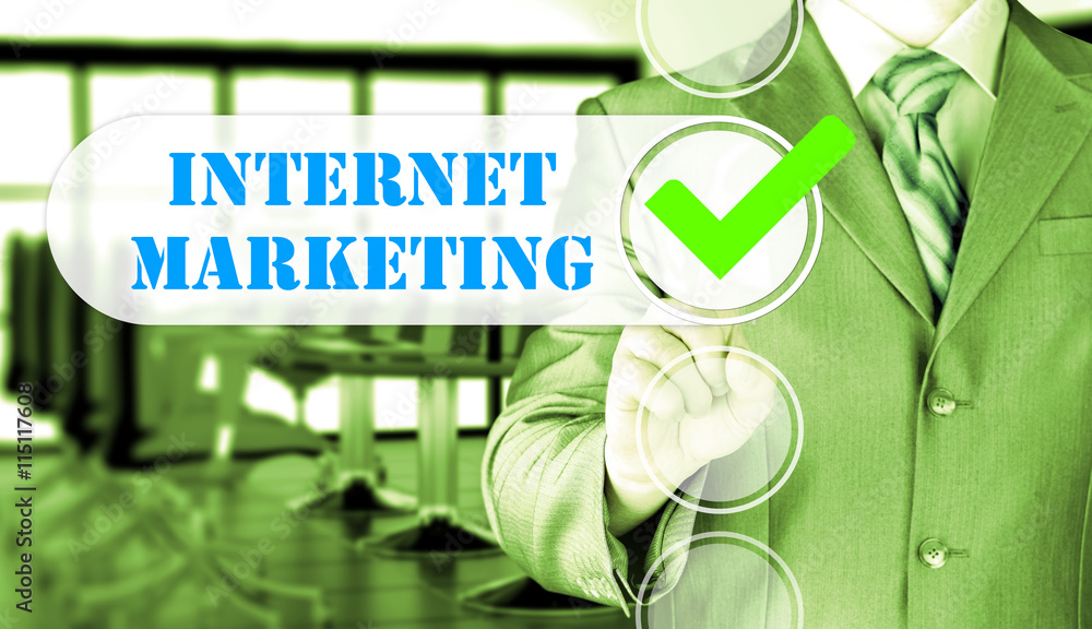 business man pressing checkbox internet marketing business man pressing checkbox internet marketing