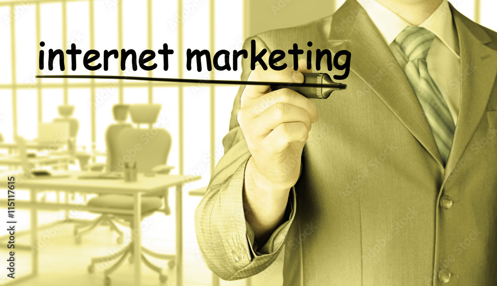 business man writing internet marketing business man writing internet marketing