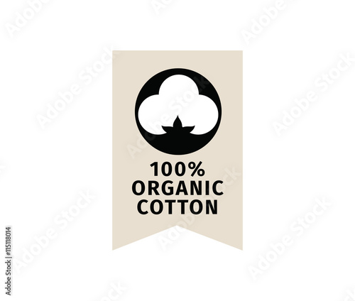 Natural organic cotton vector label.