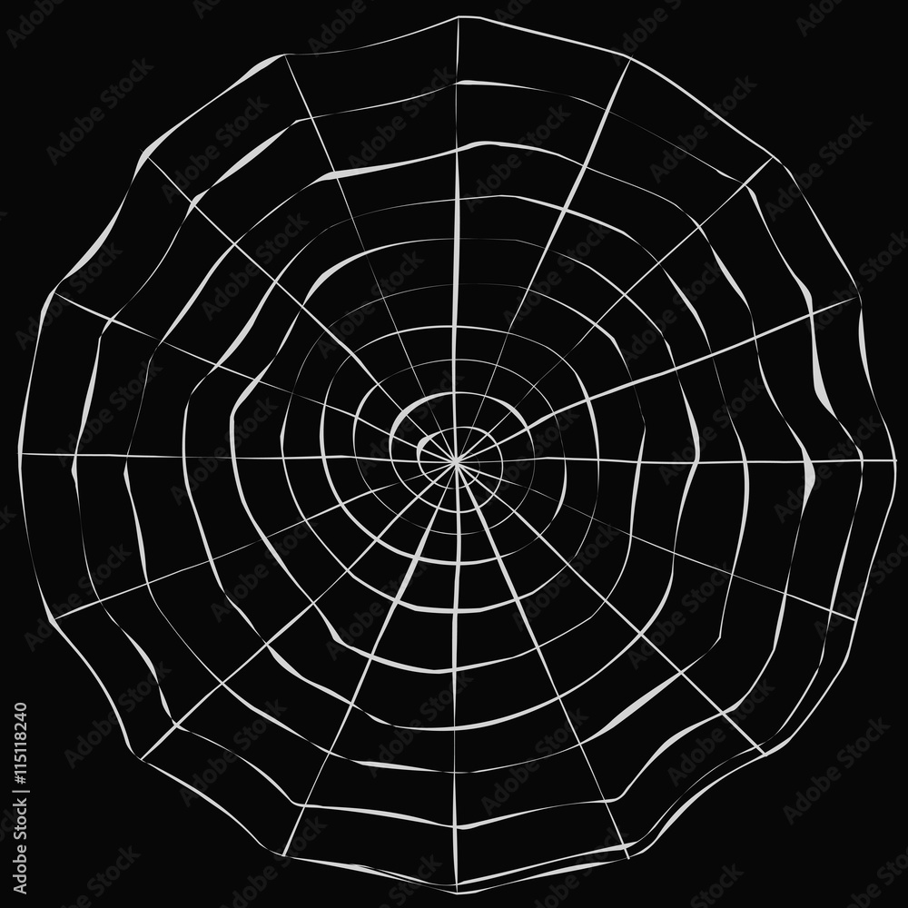 Simple cartoon spider web on a black background. Stock Vector | Adobe Stock
