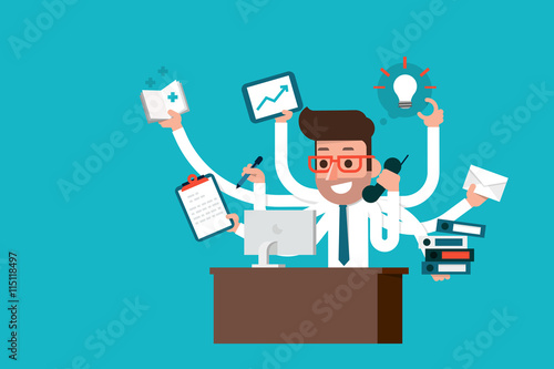 Businessman with multi tasking skills.