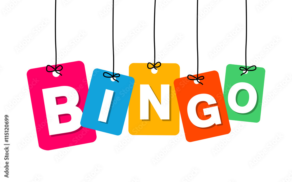Vector colorful hanging cardboard. Tags - bingo