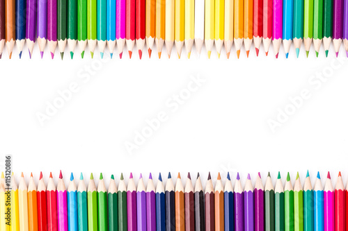 Color pencils with copy space for text