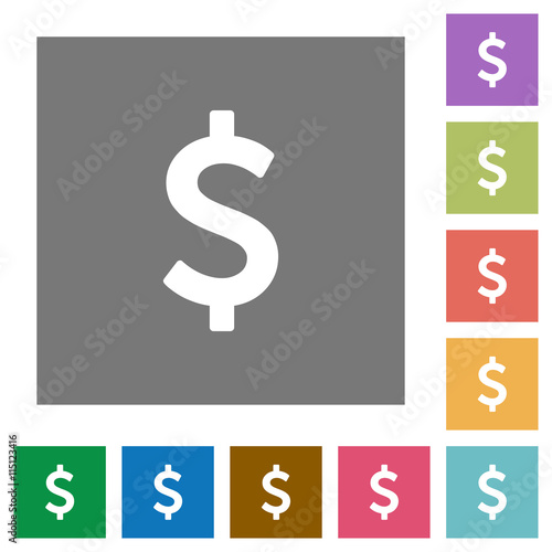 Dollar sign square flat icons