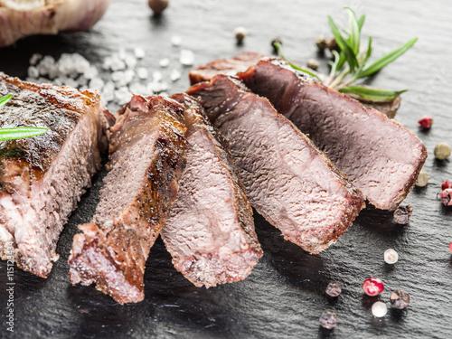 Well-done steak Ribeye.