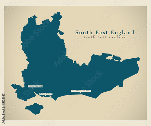 Modern Map - South East England UK refreshed design