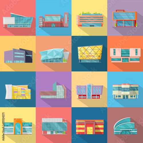 Houses Set. Architecture Variations Flat Design.