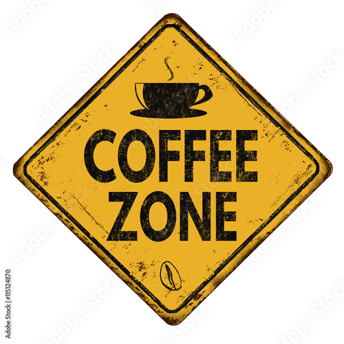 Coffee zone vintage yellow road sign