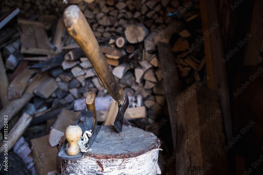 firewood woodsheds, logs, ax, workshop, woodworking firewood woodsheds, logs, ax, workshop, woodworking