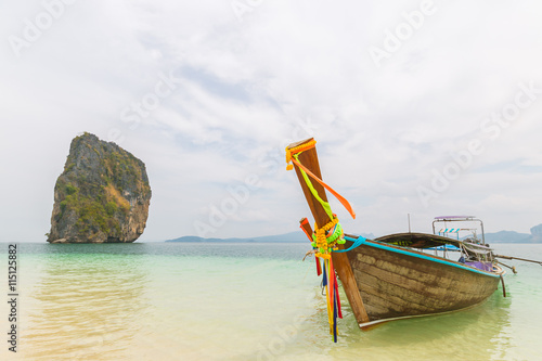 Thai boats and landmark at Po-da island, Krabi Province, Andaman © kukiat