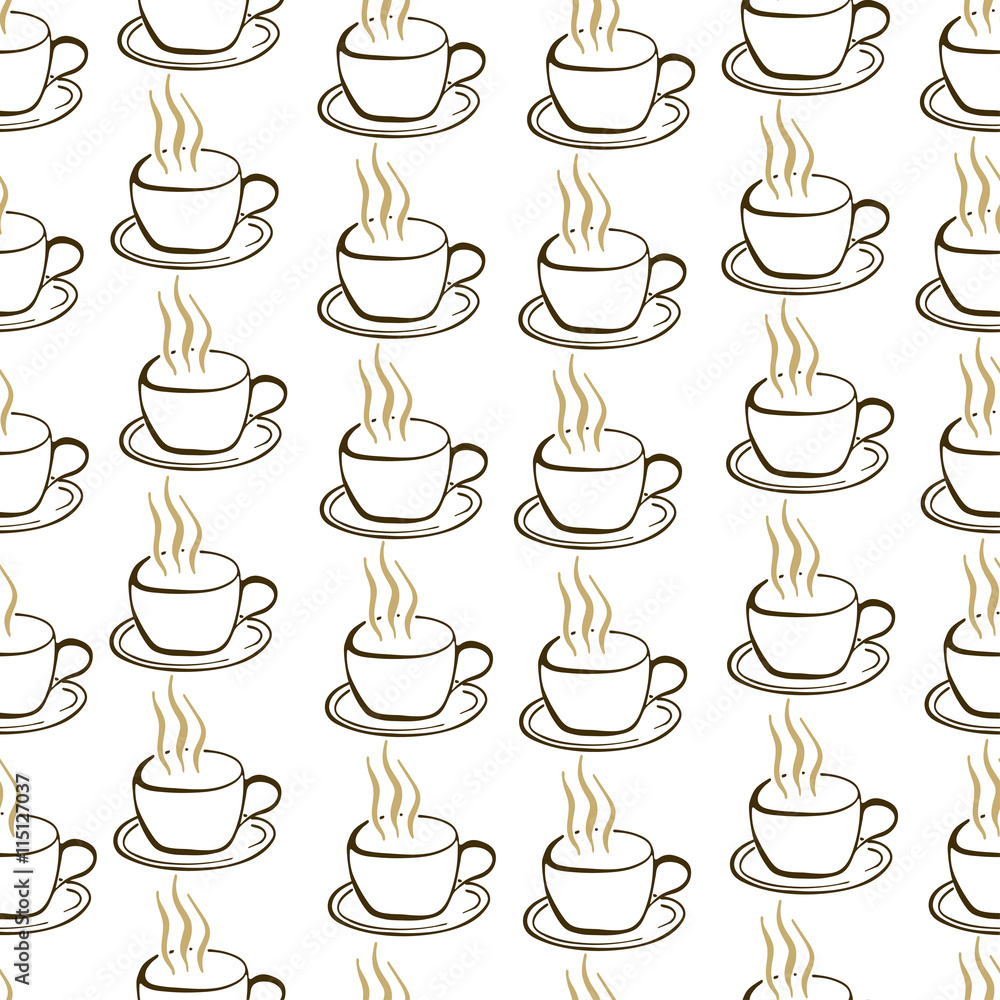 Obraz premium Cup of coffee seamless pattern. Tea.