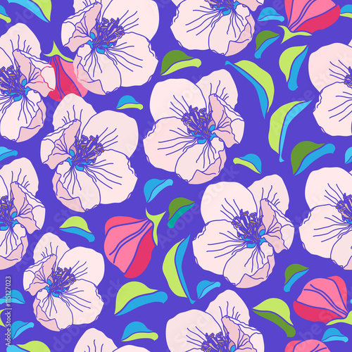 Floral seamless pattern. Vector background with flowers.