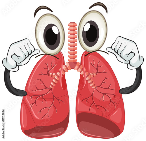 Human lung with face and arms