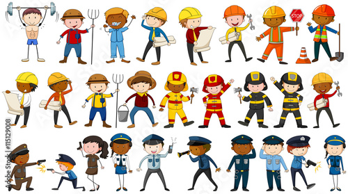 Set of people in different occupations