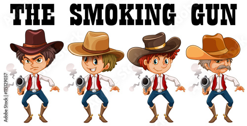 Western theme with cowboy shooting guns
