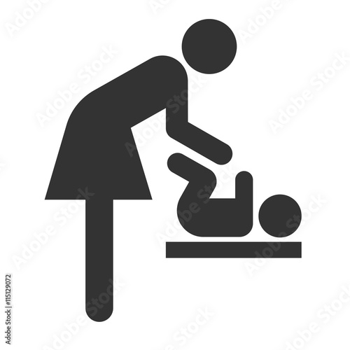 Symbol for woman and baby, toilet room for mothers with kids. Mother and child icon.