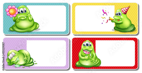 Label design with green monster