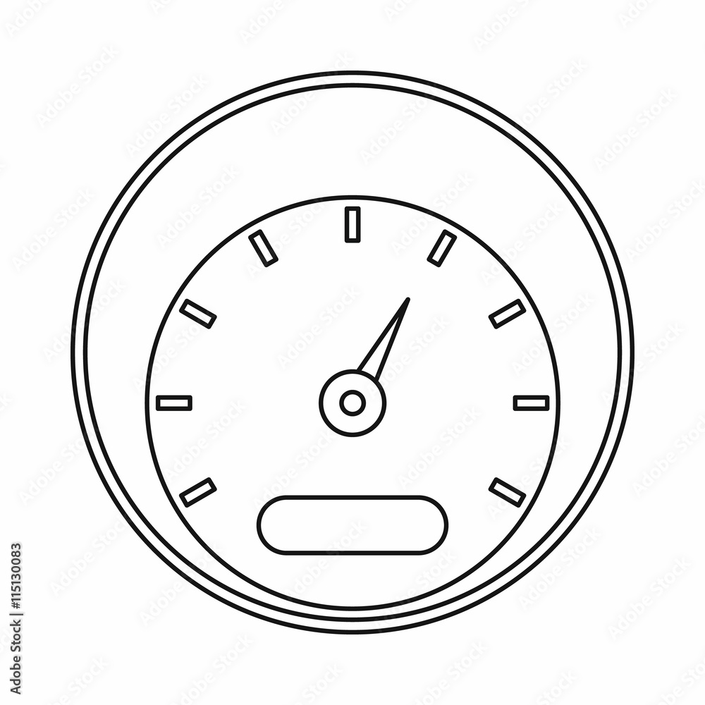 Speedometer icon in outline style isolated vector illustration. Auto spare parts symbol Speedometer icon in outline style isolated vector illustration. Auto spare parts symbol