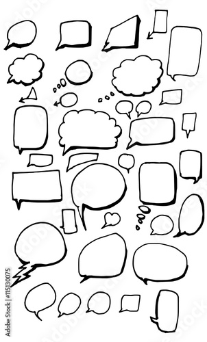Vector Collection of Hand Drawn Doodle Style Speech Bubbles eps1