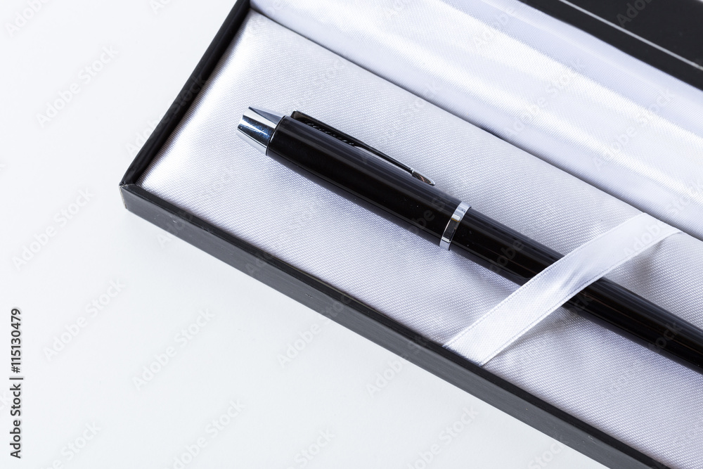 Pen in box on white background Pen in box on white background