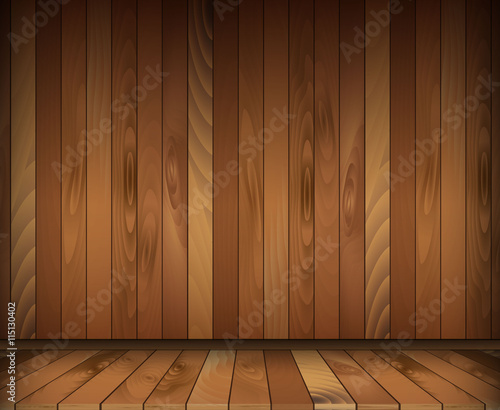 Dark wooden interior room. floor and wall