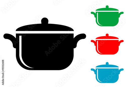 Icono plano olla varios colores