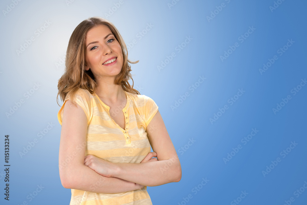 portrait of attractive caucasian smiling woman portrait of attractive caucasian smiling woman