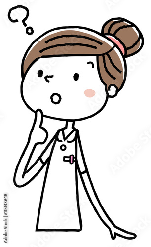 看護師の女性：　疑問の表情
