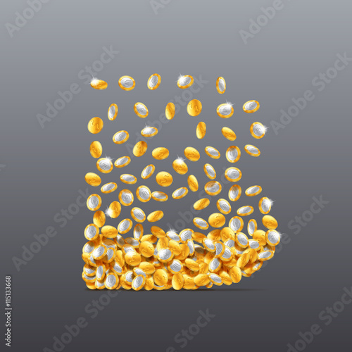 Vector letter B made of coins filling character. Easy to edit