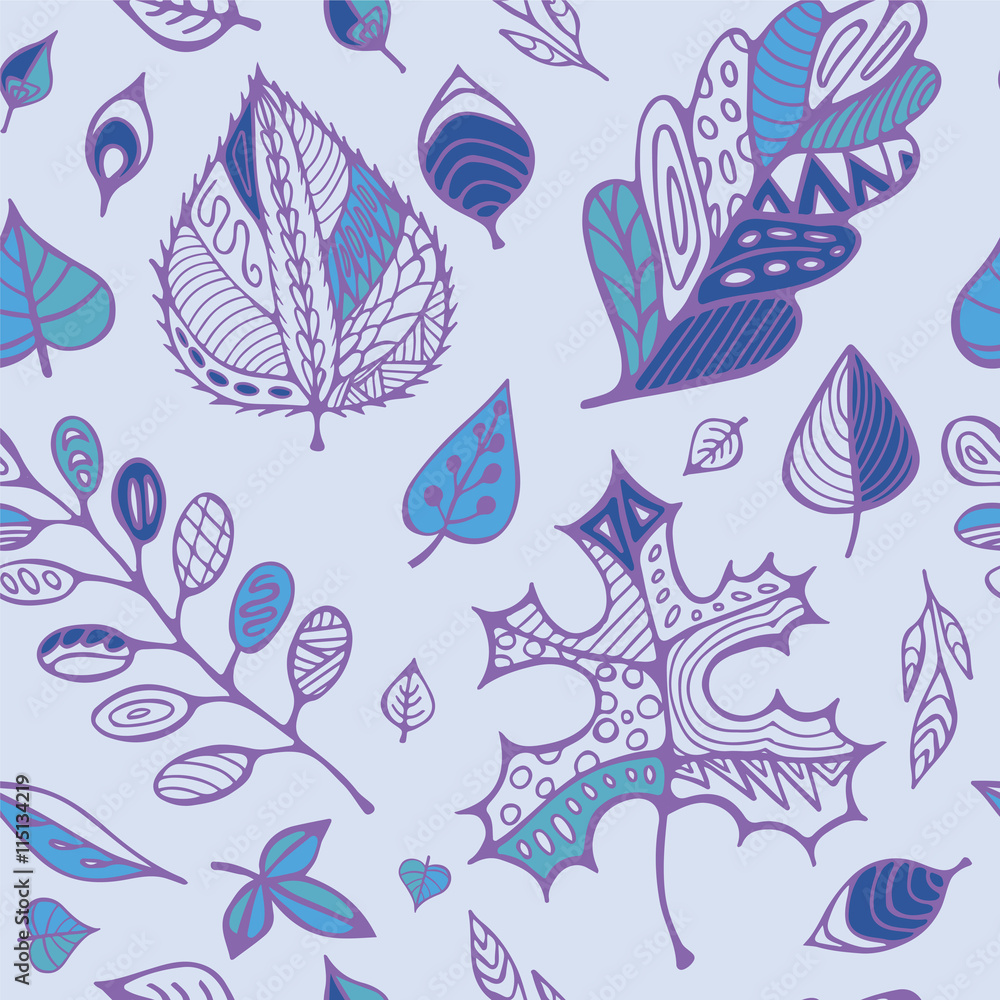 stock vector hand drawing set of leaf.seamless doodle pattern stock vector hand drawing set of leaf.seamless doodle pattern