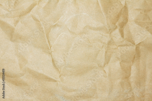 Closeup brown recycled crumpled paper texture or brown recycled crumpled paper background for design with copy space for text or image.