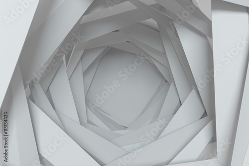 Fototapeta 3d odpłaca się koncentrycznego tło z przypadkowymi obracającymi geometria kształtami