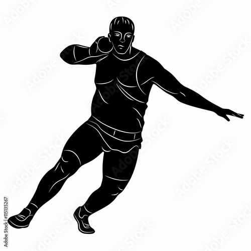 silhouette shot putter man , vector drawing
