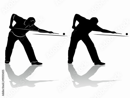 silhouette snooker player. vector drawing