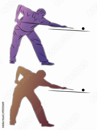 silhouette snooker player. vector drawing