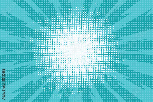 Blue pop art retro background with exploding rays of lightning c
