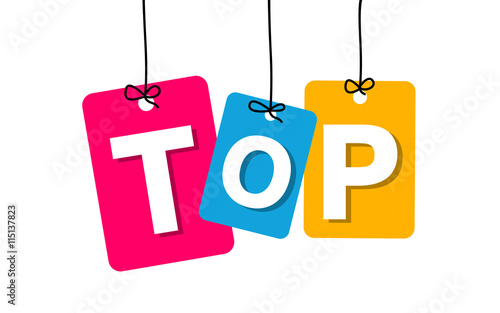 Vector colorful hanging cardboard. Tags - top