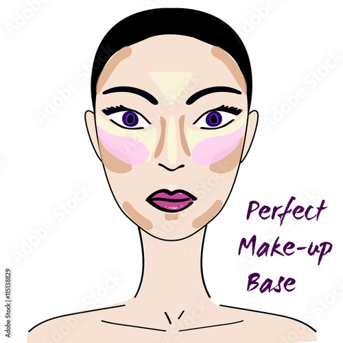 Perfect make up base. How to make perfect make up. Contouring and highlighting face. Make up base. How to contour the face.
