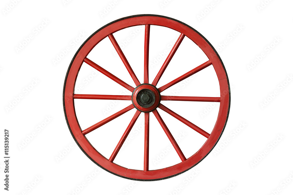 red old wooden wheel