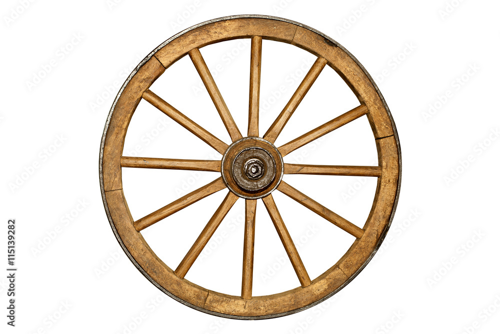 brown old wooden wheel