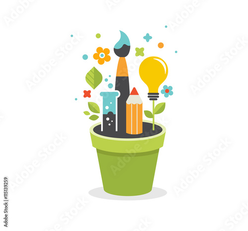 Growing idea - education, creativity and science concept illustration, poster
