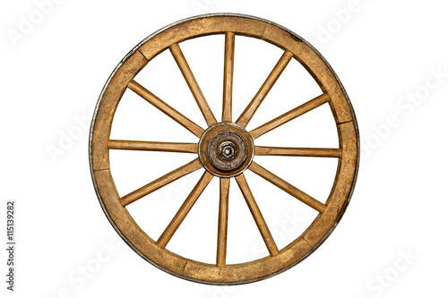 brown old wooden wheel