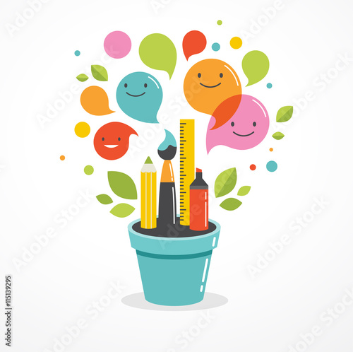Growing idea - education, creativity and science concept illustration, poster