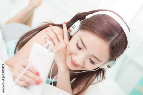 woman enjoy music